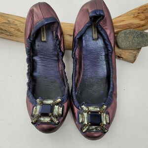 Miu Miu bejeweled baguettes leather ballet flats